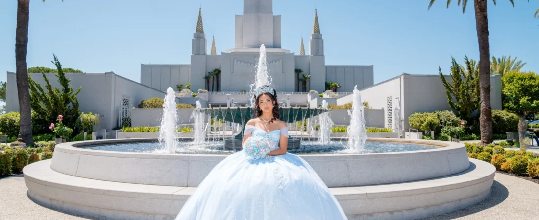 Sesión de fotos de quinceañera en el Templo de Oakland